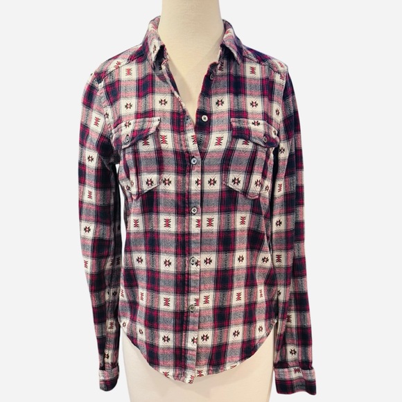 PAIGE Tops - PAIGE Mable Shirt in Black Beaujolais Southwestern Plaid Flannel Size Small